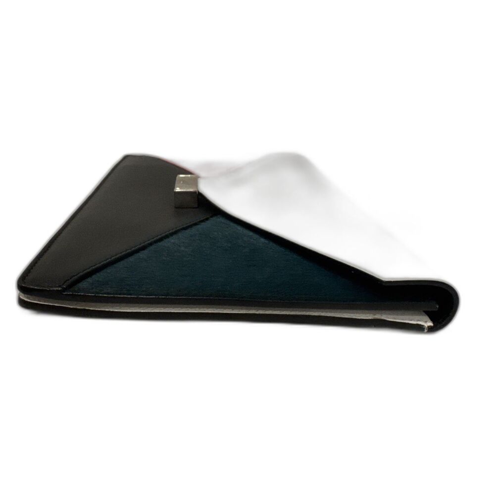 Celine Diamond Clutch Pony Hair Leather Medium Black Green Pink White Auth - Picture 15 of 16